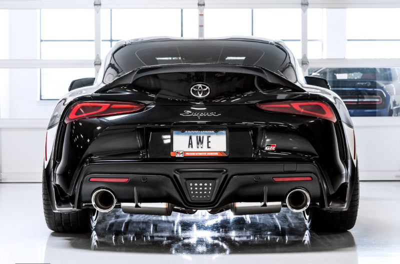 AWE Tuning 2020 Toyota Supra A90 Non-Resonated Touring Edition Exhaust - 5in Chrome Silver Tips Catback AWE Tuning