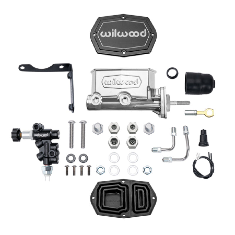 Wilwood Compact Tandem M/C Aluminum 1.00in Bore w/ Bracket/Valve/Push (Mopar) - Chrome P-coat Brake Master Cylinder Wilwood