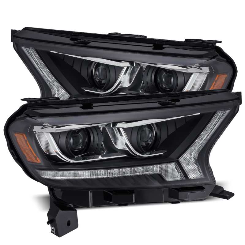 AlphaRex 2019+ Ford Ranger PRO-Series Proj Headlights Plank Style Black w/Seq Signal/DRL Headlights AlphaRex