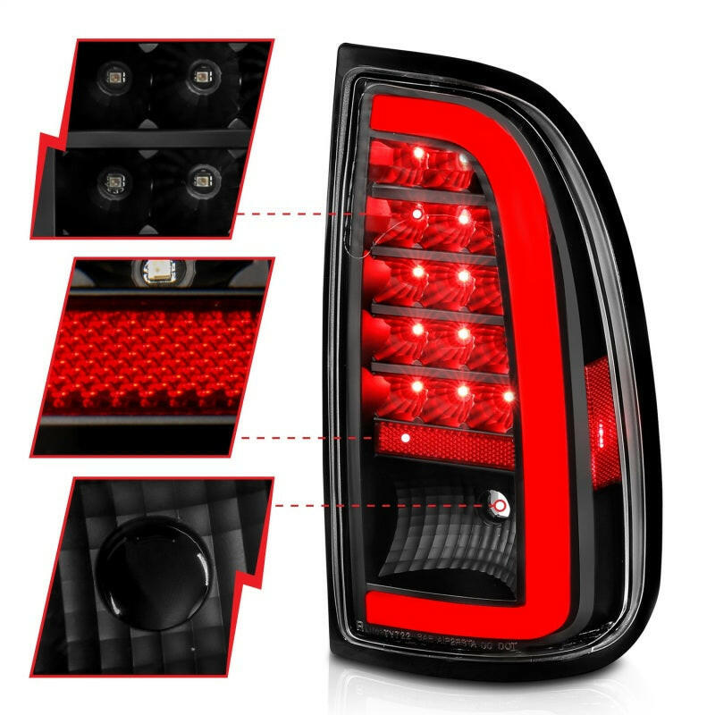 ANZO 00-06 Toyota Tundra LED Taillights w/ Light Bar Black Housing Clear Lens Tail Lights ANZO