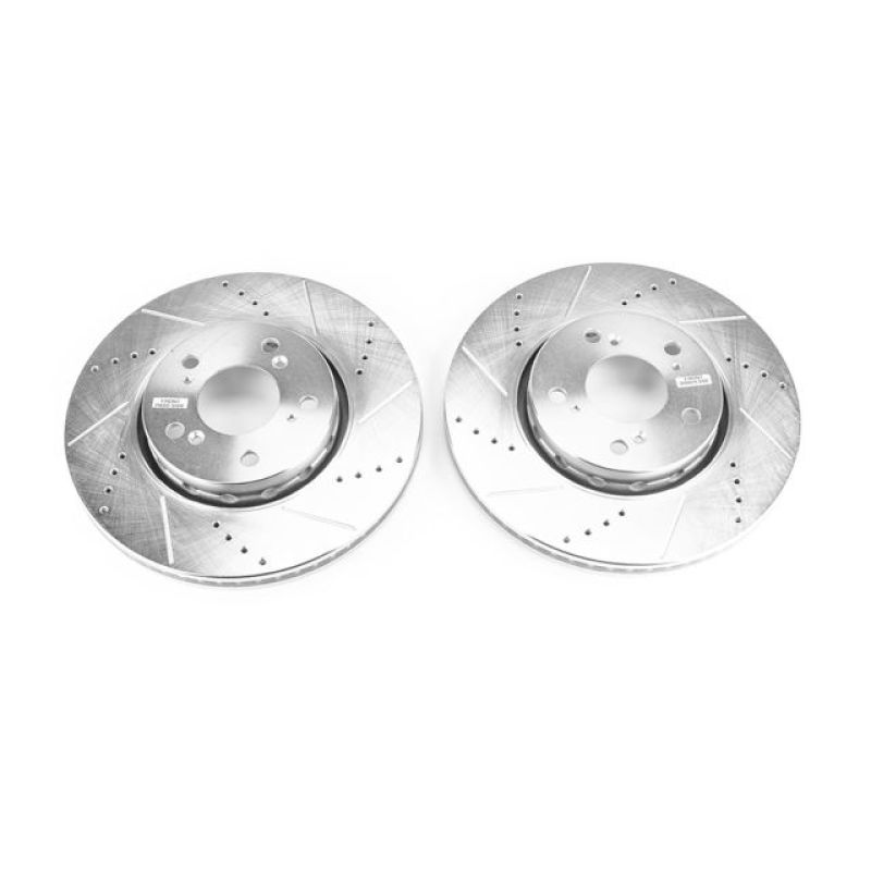 Power Stop 14-19 Acura RLX Front Evolution Drilled & Slotted Rotors - Pair Brake Rotors - Slot & Drilled PowerStop