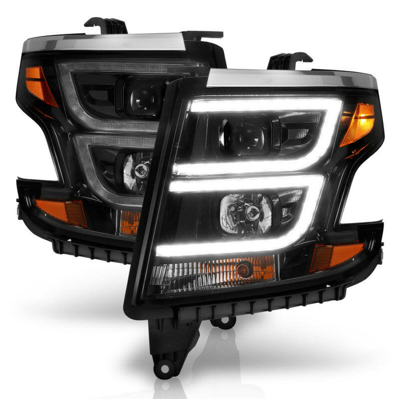 ANZO 2015-2020 Chevy Tahoe Projector Headlights Plank Style Black w/DRL Headlights ANZO