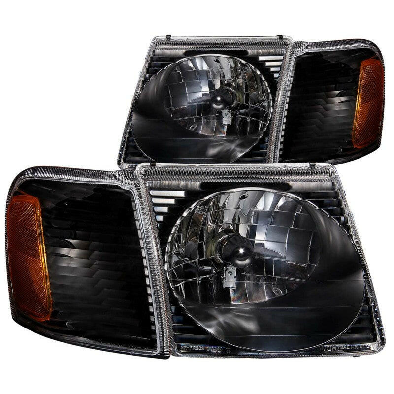 ANZO 2001-2005 Ford Explorer Crystal Headlights Black Headlights ANZO