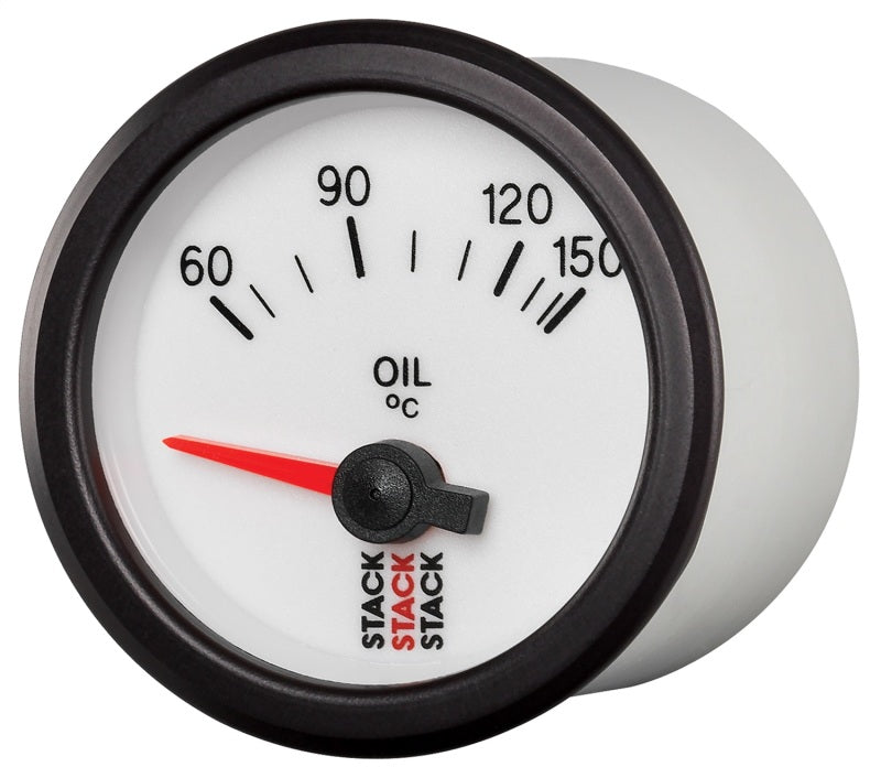 Autometer Stack 52mm 60-150 Deg C M10 Male Electric Oil Temp Gauge - White Gauges AutoMeter