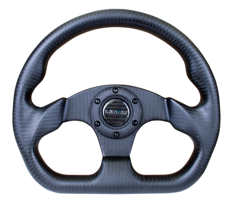 NRG Carbon Fiber Steering Wheel (320mm) Flat Bottom Matte Black Carbon Steering Wheels NRG