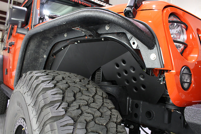 Fishbone Offroad 07-18 Jeep JK Wrangler Front/Rear Inner Fenders -Aluminum - Blk Pwdrcoat (Set Of 4) Fenders Fishbone Offroad