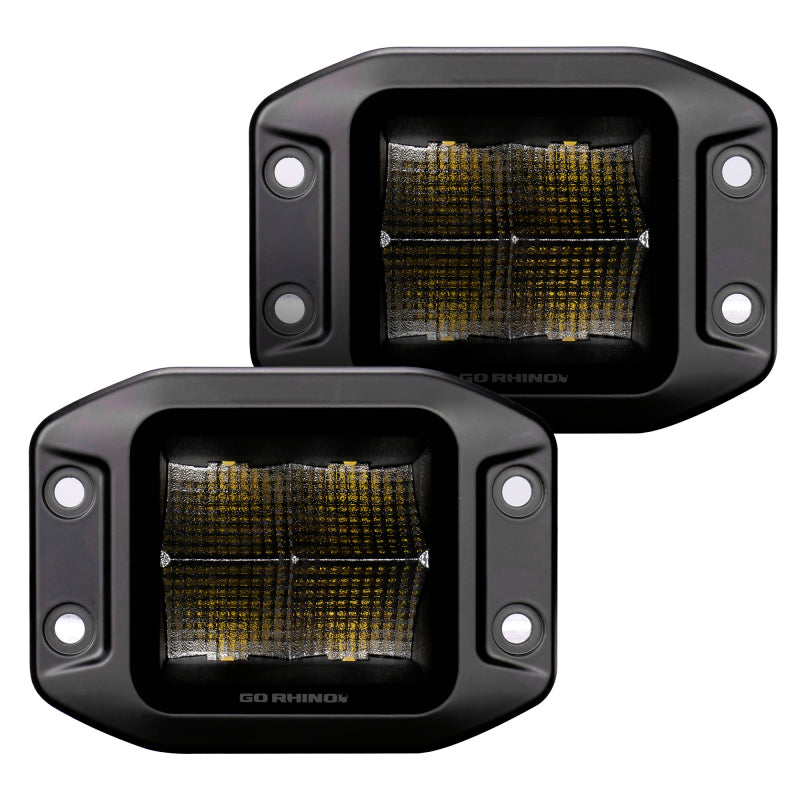 Go Rhino Xplor Blackout Series Cube LED Flood Light Kit (Flush Mount) 3x3 - Blk (Pair) Light Bars & Cubes Go Rhino