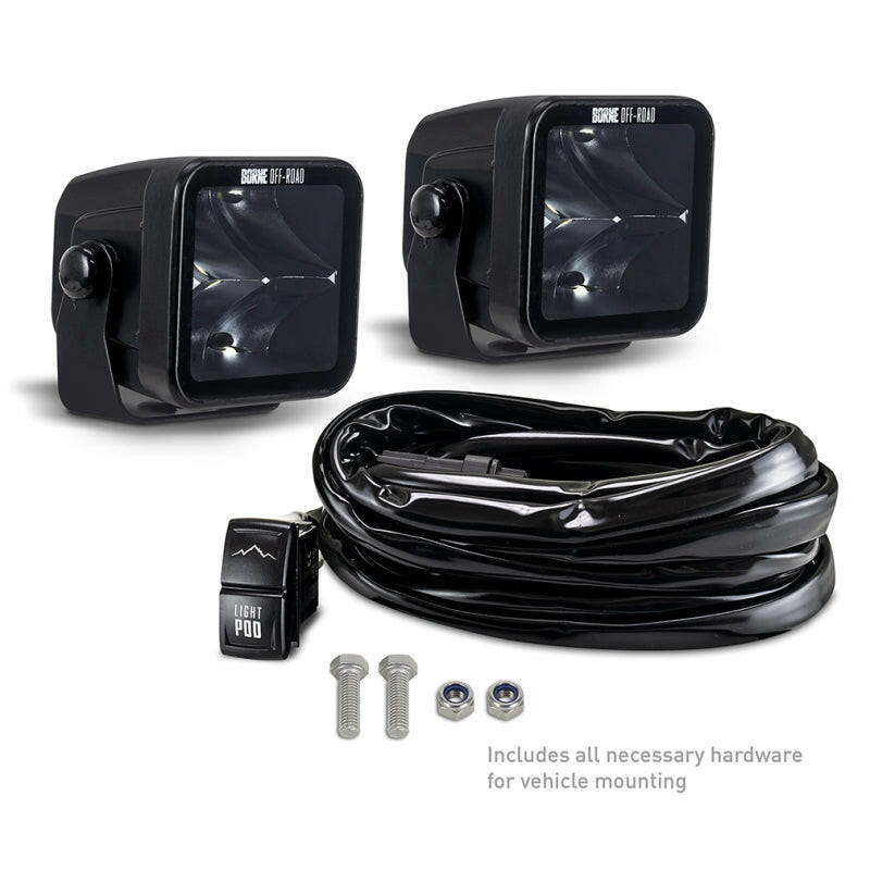Borne Off-Road Light Pods (Kit of 2) 3x3 Spot Light Bars & Cubes Borne Off-Road