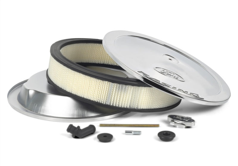 Ford Racing Air Cleaner Kit - Chrome w/ Black Emblem Air Filters - Universal Fit Ford Racing