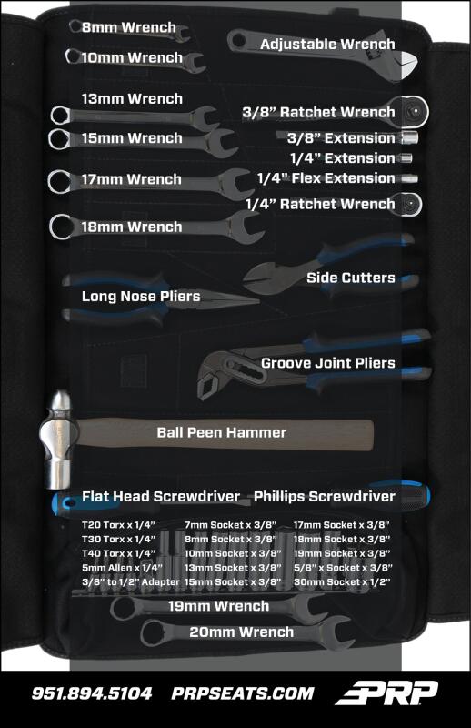 PRP 35pc Can-Am Roll Up Tool bag Tool kit - Black Tool Storage PRP Seats