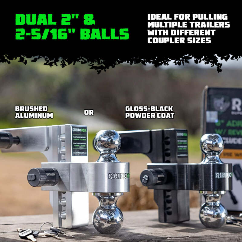 Rhino USA 6In Heavy Duty Drop Hitch - 2In (Silver) Hitch Accessories Rhino USA