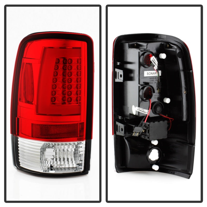 Spyder 00-06 Chevy Suburban 1500/2500 V2 Light Bar LED Tail Lights -Red Clr (ALT-YD-CD00V2-LBLED-RC) Tail Lights SPYDER