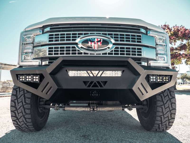 Road Armor 17-20 Ford F-250 SPARTAN Front Bumper Bolt-On Pre-Runner Guard - Tex Blk Bumpers - Steel Road Armor