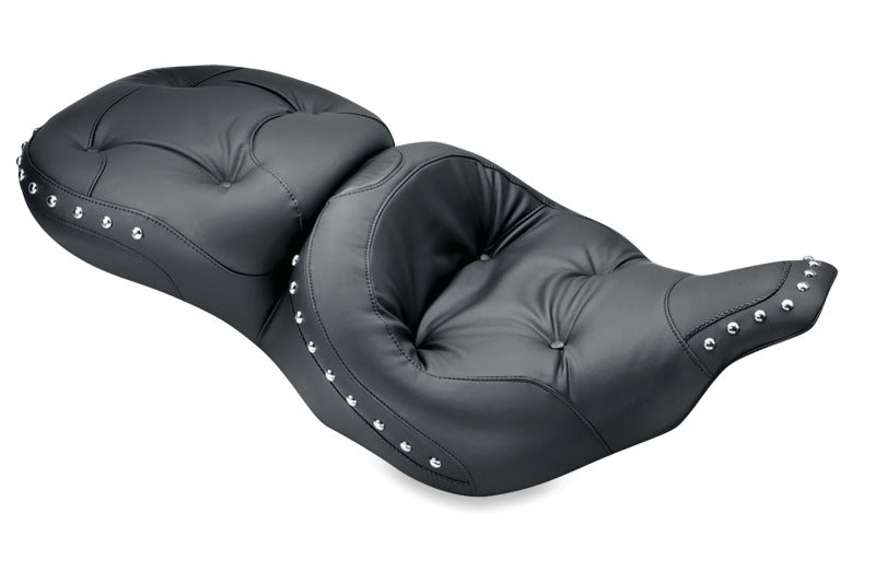 Mustang 97-07 Harley Electra Glide, Rd Glide Wide Touring Regal 1PC Seat w/Studs - Black One-Piece Motorcycle Seats Mustang Motorcycle