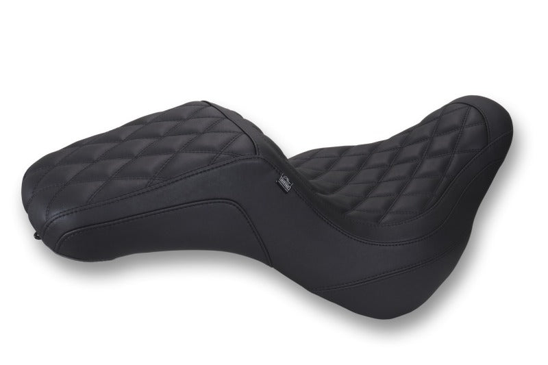 Mustang 18-25 HD Dble Diamond Squareback Low Rider S and El Diablo, Sport Glide Black Passenger Motorcycle Seats Mustang Motorcycle