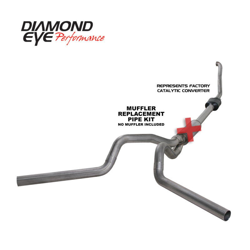 Diamond Eye KIT 4in TB MFLR RPLCMENT PIPE DUAL SS 94-97 5 7 3L F250/F350 PWRSTROKE NFS W CARB STDS Turbo Back Diamond Eye Performance