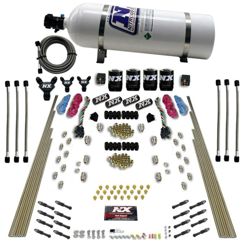 Nitrous Express 8 Cyl Dry Direct Port Dual Stage 4 Solenoids Nitrous Kit (200-600HP) w/15lb Bottle Nitrous Systems Nitrous Express