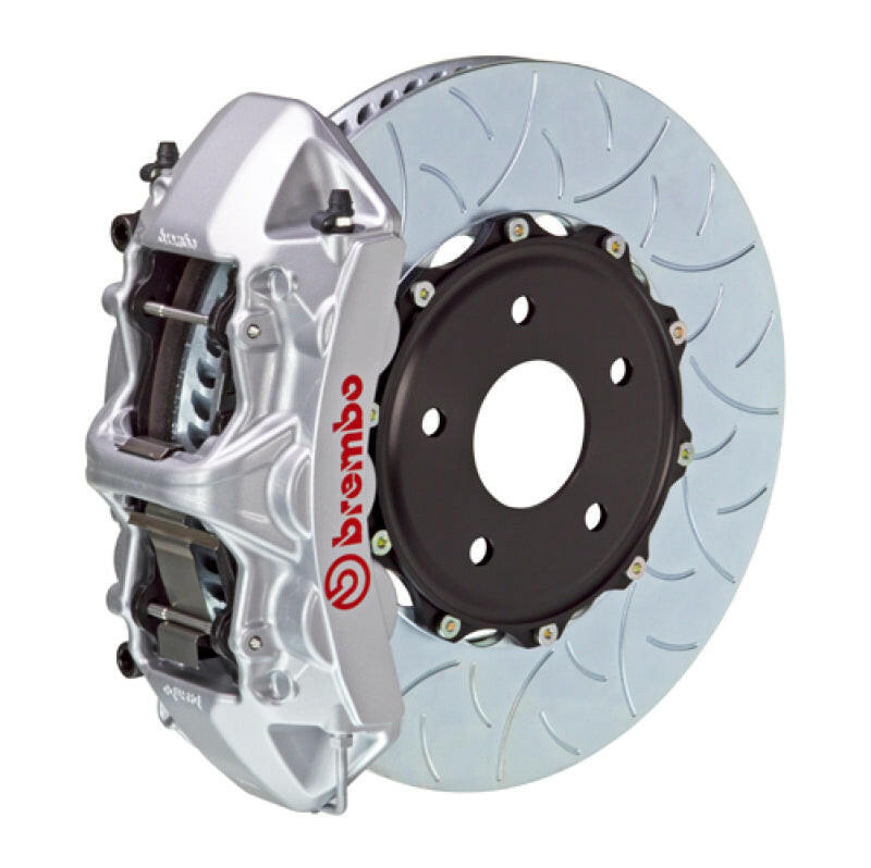 Brembo 04-17 WRX STi/18-21 WRX STI Front GT BBK 6 Piston Cast 350x34 2pc Rotor Slotted Type3-Silver Brake Kits - Performance Slot Brembo