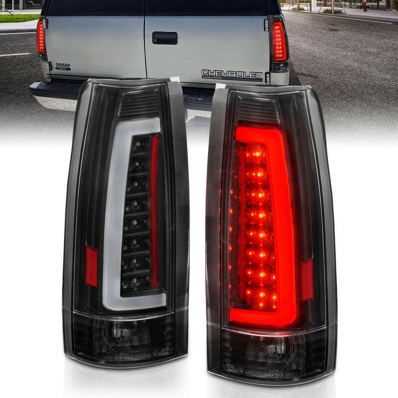 ANZO 1999-2000 Cadillac Escalade LED Taillights Black Housing Clear Lens Pair Tail Lights ANZO