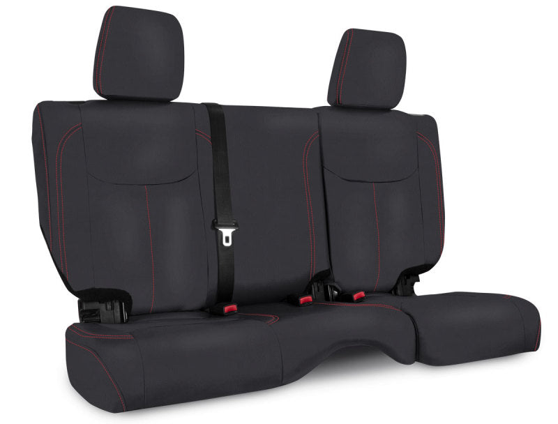 PRP 13-18 Jeep Wrangler JKU Rear Seat Cover/4 door - Black with Red Stitching Seat Covers PRP Seats