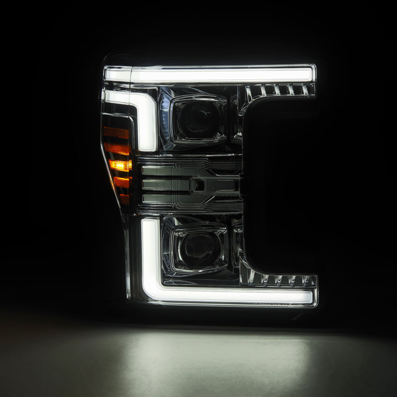 AlphaRex 17-19 Ford F-250/350/450/550 Super Duty LUXX-Series LED Proj Headlights Chrome w/SS & SBDRL Headlights AlphaRex