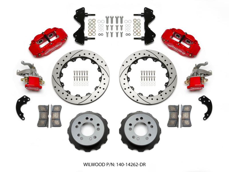 Wilwood Narrow Superlite 4R / MC4 Rear Kit 12.88 Drilled Red Currie Pro-Tour Unit Bearing Floater Big Brake Kits Wilwood