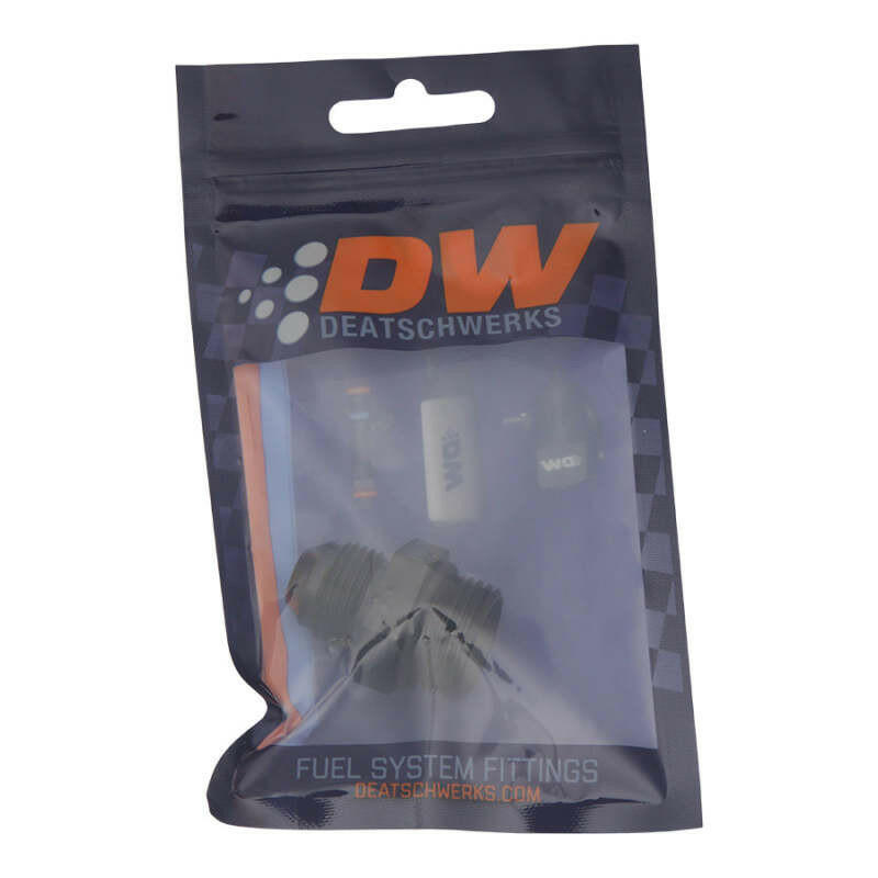DeatschWerks 10AN ORB Male to 8AN Male Flare Adapter (Incl O-Ring) - Anodized Matte Black Fittings DeatschWerks