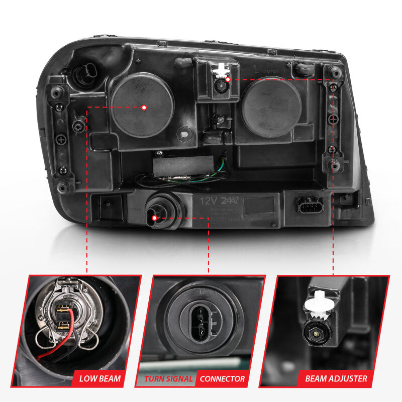 ANZO 2006-2009 Chevrolet Trailblazer Projector Headlights w/ Plank Style Design Black w/ Amber Headlights ANZO