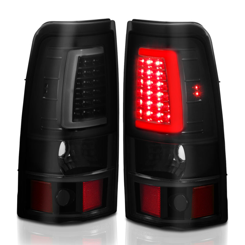 ANZO 1999-2002 Chevy Silverado 1500 LED Taillights Plank Style Black w/Smoke Lens Tail Lights ANZO