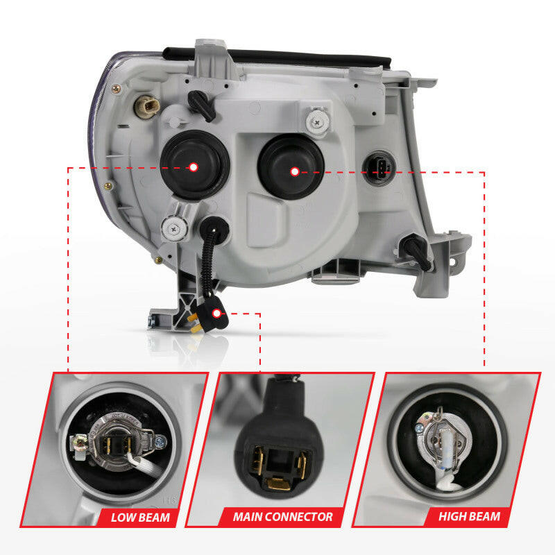 ANZO 2005-2011 Toyota Tacoma Projector Headlights w/ Halo Black Headlights ANZO