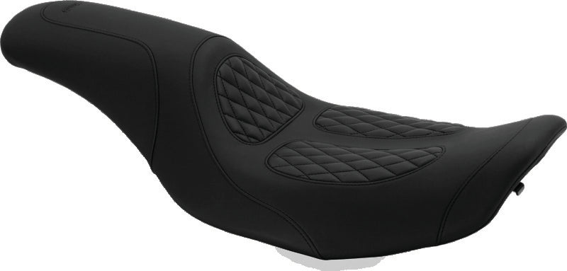 Mustang 97-07 Harley Rd King,06-07 Str Glide,00-01 Screamin Eagle 1PC Seat w/Diamond Stitch - Black One-Piece Motorcycle Seats Mustang Motorcycle