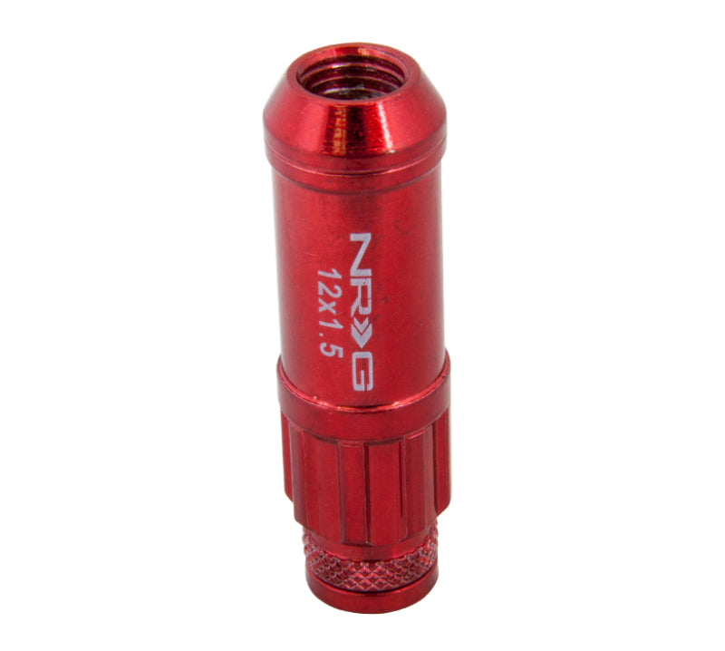 NRG 700 Series M12 X 1.5 Steel Lug Nut w/Dust Cap Cover Set 21 Pc w/Locks & Lock Socket - Red Lug Nuts NRG