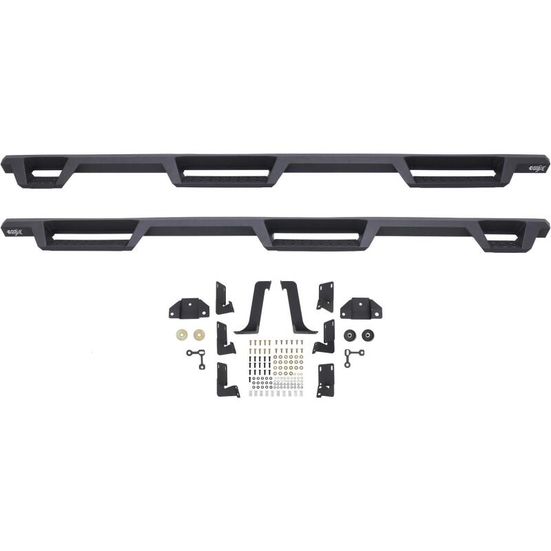 Westin 99-16 Ford F-250/350/450/550 CC (6.75ft Bed) HDX Drop Whl to Whl Nerf Step Bars - Text Blk Nerf Bars Westin