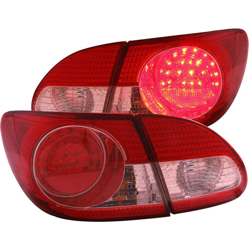 ANZO 2003-2008 Toyota Corolla LED Taillights Red Clear 4pc Tail Lights ANZO