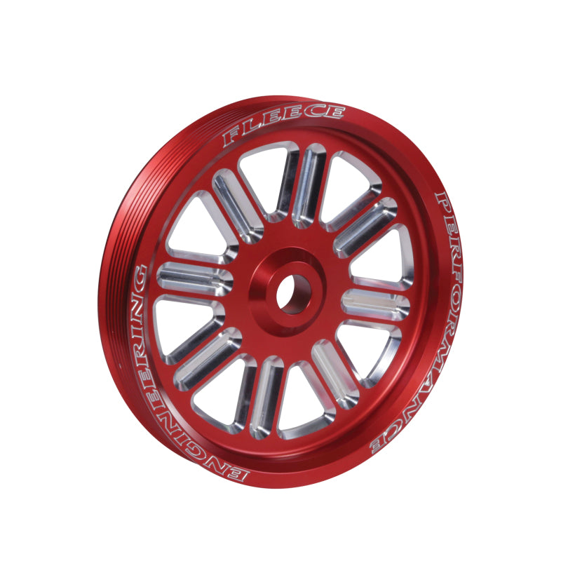 Fleece Performance Dodge Cummins Dual Pump Spoke Pulley (For Use w/ FPE Dual Pump Bracket) Red Pulleys - Crank, Underdrive Fleece Performance