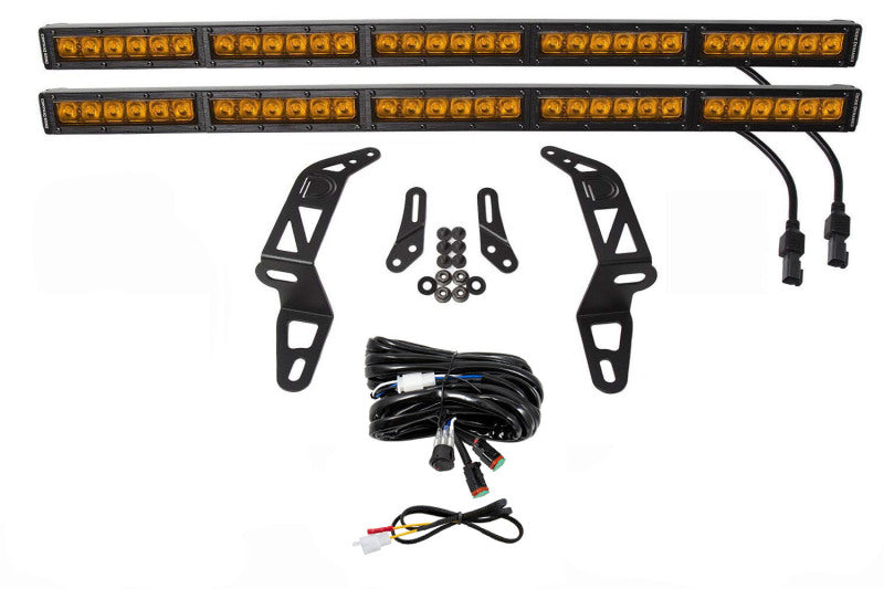 Diode Dynamics 18-21 Jeep JL Wrangler/Gladiator SS30 Bumper Bracket Kit - Amber Driving Dual Light Bars & Cubes Diode Dynamics