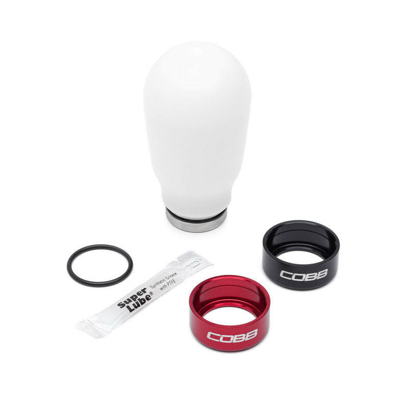 Cobb Subaru 6-Speed Tall Weighted COBB Shift Knob - White (Incl. Both Red + Blk Collars) Shift Knobs COBB