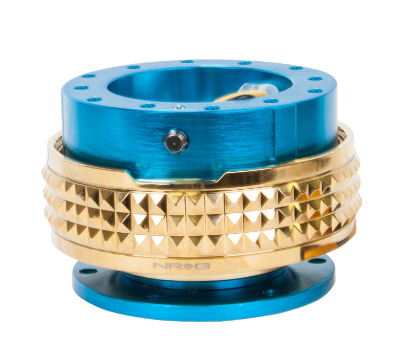 NRG Quick Release Kit - Pyramid Edition - New Blue Body / Chrome Gold Pyramid Ring Quick Release Adapters NRG