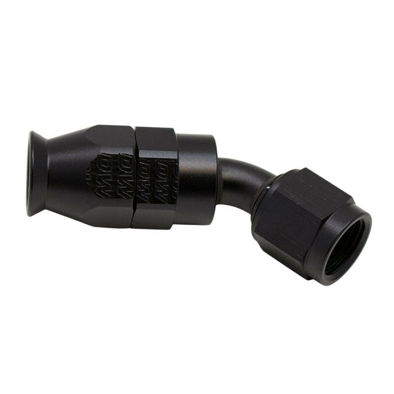 DeatschWerks 6AN Female Swivel 45-Degree Hose End PTFE (Incl 1 Olive Insert) - Anodized Matte Black Fittings DeatschWerks