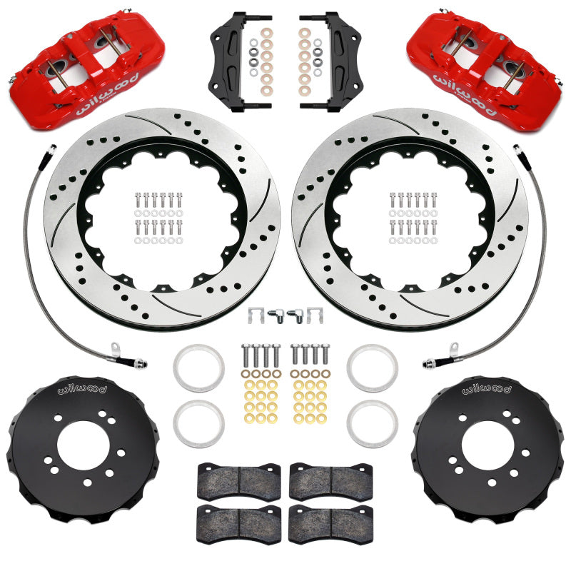 Wilwood 89-98 Nissan 240SX/89-94 Skyline/90-96 300ZX Aerolite 6R Front BBK w/ 14in D/S Rotors - Red Big Brake Kits Wilwood
