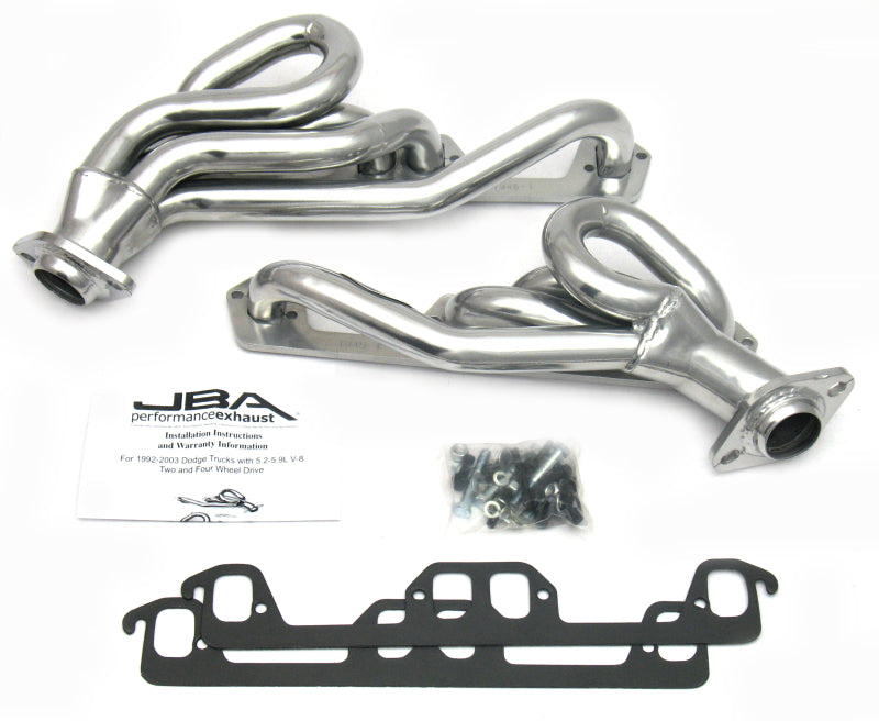 JBA 96-03 Dodge Truck 5.2L/5.9L Magnum 1-1/2in Primary Silver Ctd Cat4Ward Header Headers & Manifolds JBA