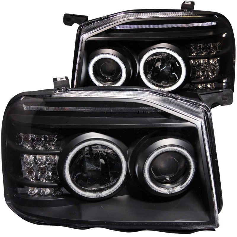 ANZO 2001-2004 Nissan Frontier Projector Headlights w/ Halo Black (CCFL) Headlights ANZO