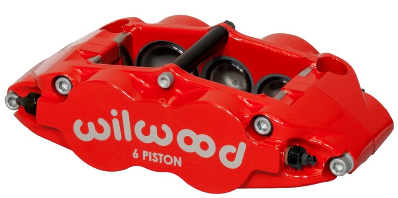 Wilwood Caliper-Narrow Superlite 6R-LH - Red 1.62/1.12/1.12in Pistons 1.10in Disc Brake Calipers - Perf Wilwood