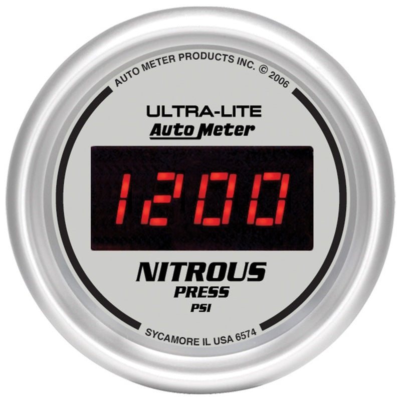 Autometer Ultra-Lite 2-1/16in 1600 PSI Digital Nitrous Pressure Gauge - Silver Gauges AutoMeter