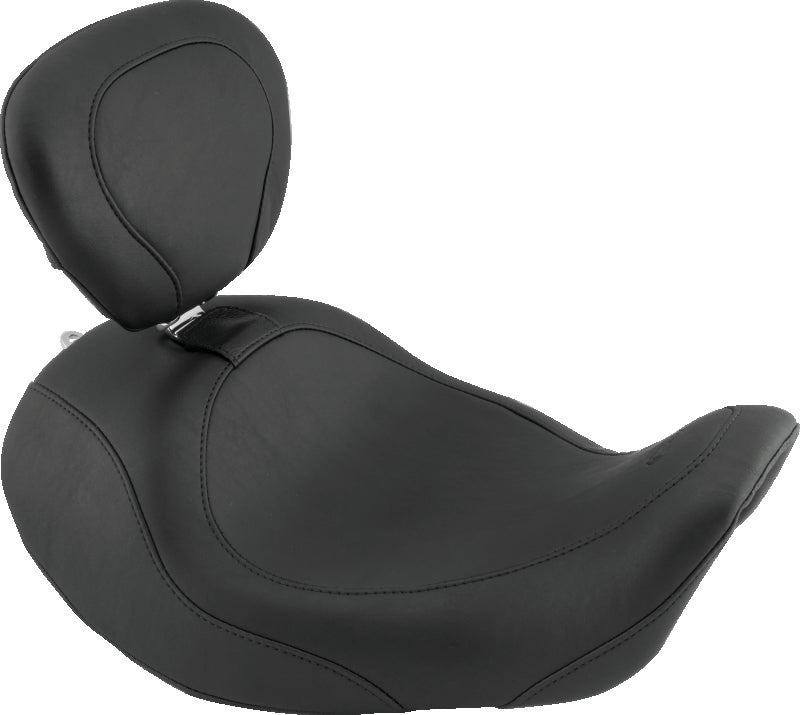 Mustang 06-17 Harley Dyna Wide Tripper Forward Solo Seat w/Driver Backrest - Black Solo Motorcycle Seats Mustang Motorcycle