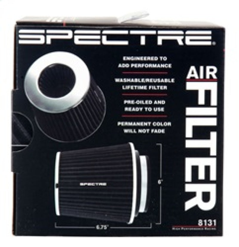 Spectre Adjustable Conical Air Filter 5-1/2in. Tall (Fits 3in. / 3-1/2in. / 4in. Tubes) - Black Air Filters - Universal Fit Spectre