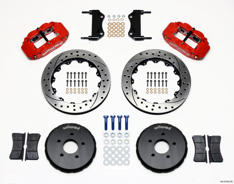 Wilwood Narrow Superlite 6R Front Hat Kit 13.06in Drill Red Nissan 350Z/Fiti G35 Big Brake Kits Wilwood