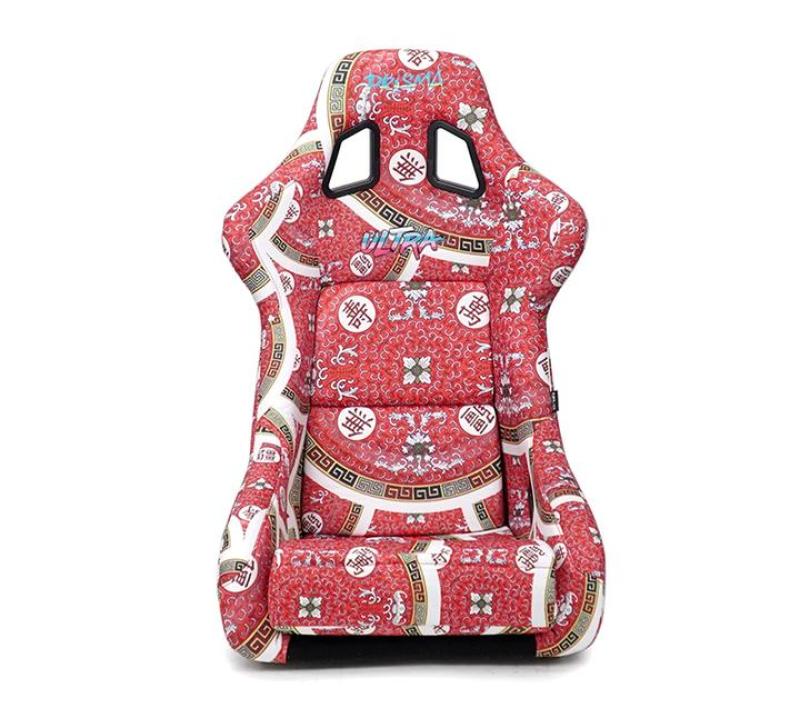 NRG FRP Bucket Seat PRISMA Oriental Longivity Plate Edition W/ Gold Pearlized Back - Large Race Seats NRG