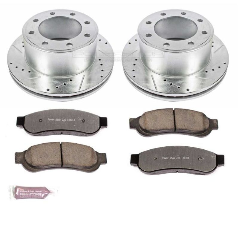 Power Stop 10-2012 Ford F-350 Super Duty Rear Z36 Truck & Tow Brake Kit Brake Rotors - Slot & Drilled PowerStop