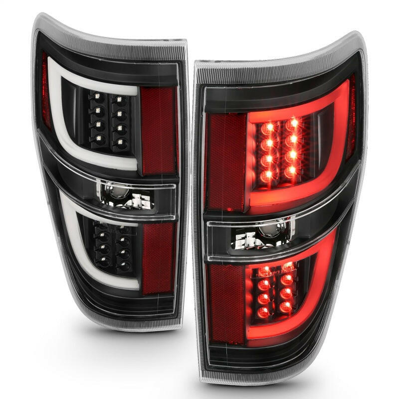 ANZO 2009-2013 Ford F-150 LED Taillights Black Tail Lights ANZO